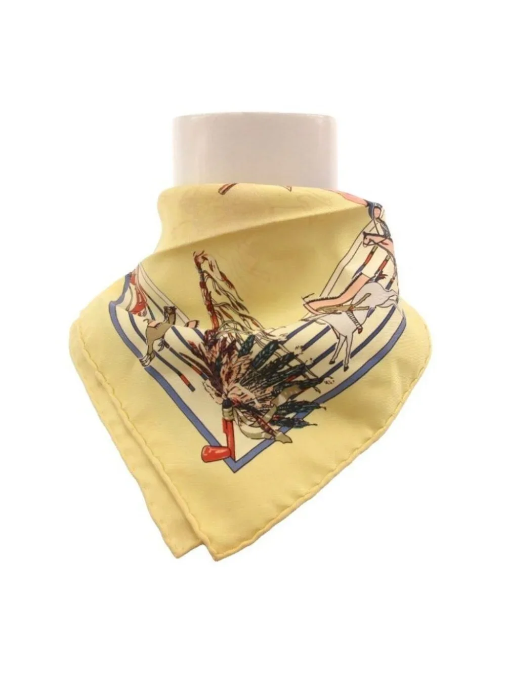 Hermes Pani la Shar Pawnee Carre 40 Scarf Silk Yellow Multicolor